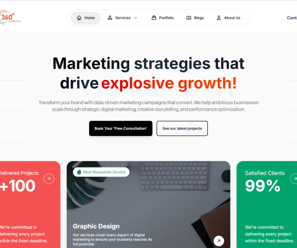 360Marketing Digital Agency Website | Next.js, Strapi & SEO Optimization